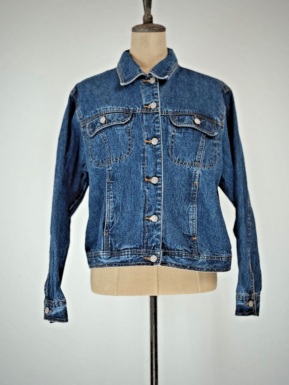 Vintage 90's BILL BLASS Jean Jacket Women's LARGE Medium Denim Wash #0098